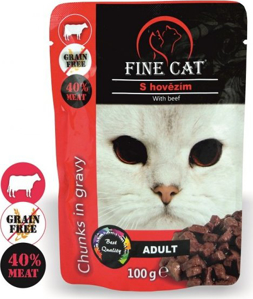 Picture of Fine Cat kapsička Grain-Free Adult hovězí v omáčce 100g